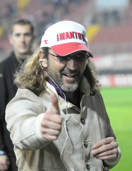 La gioia del Presidente al termine del match ...
